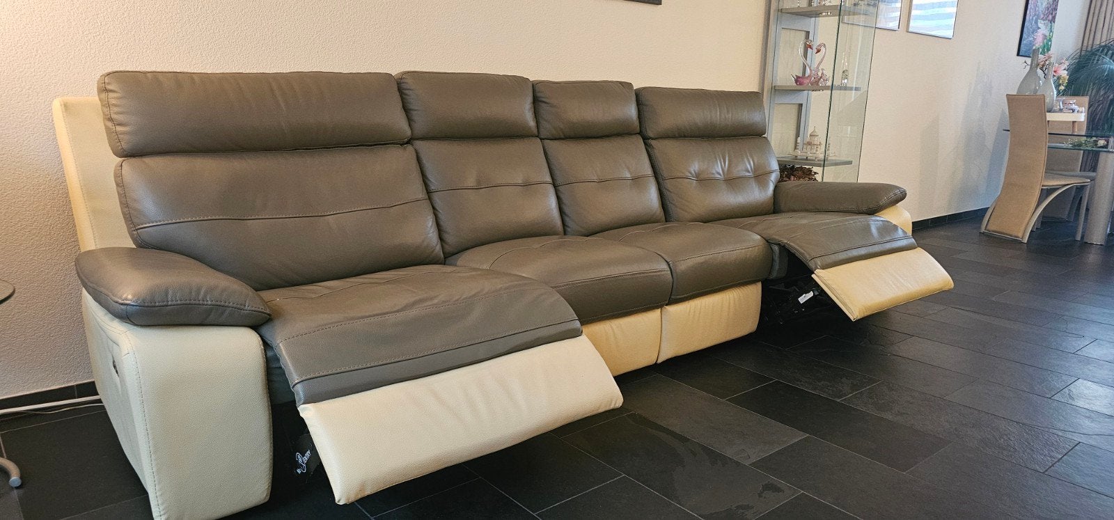 Leder Bankstelset + bijpassende lederen fateuils, Huis en Inrichting, Ophalen, Zo goed als nieuw
