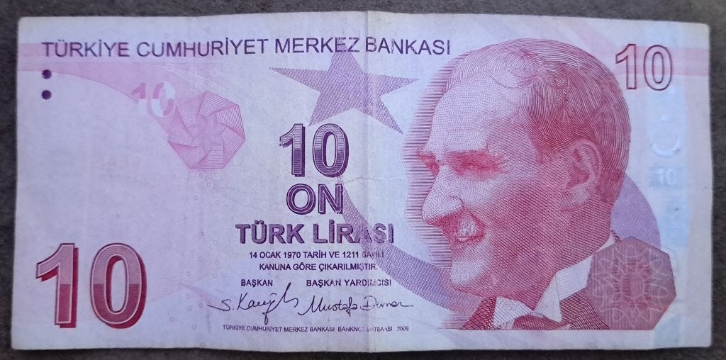 Turkse 10 Lira bankbiljet - Mustafa Kemal Atatürk, Ophalen of Verzenden, Overige landen, Los biljet