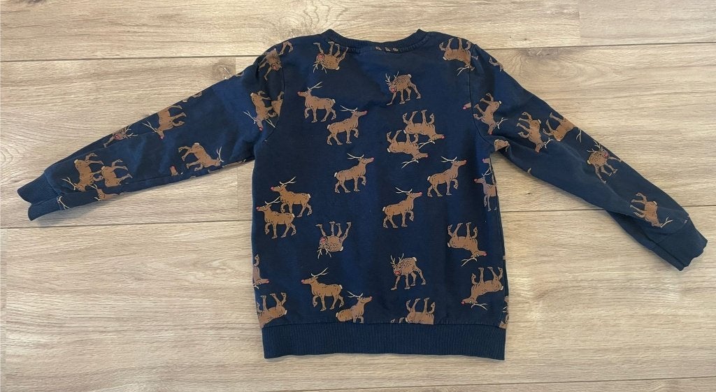 Kinder kersttrui donkerblauw met rendieren name-it 122 128, Trui of Vest, Ophalen of Verzenden, Zo goed als nieuw, Jongen