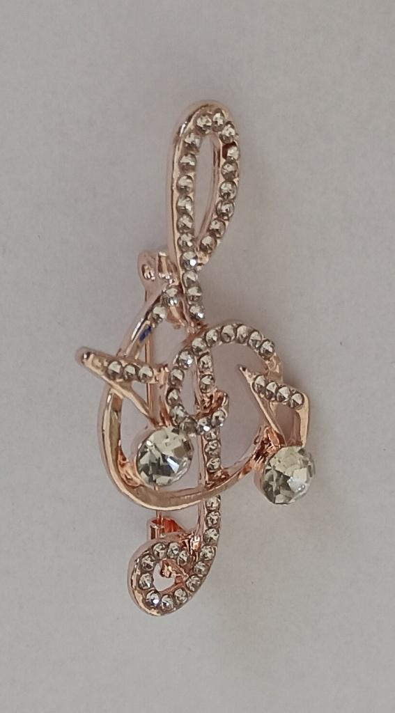 Muzieksleutel broche, Sieraden, Tassen en Uiterlijk, Broches, Overige materialen, 4 tot 7 cm, Overige kleuren, Nieuw