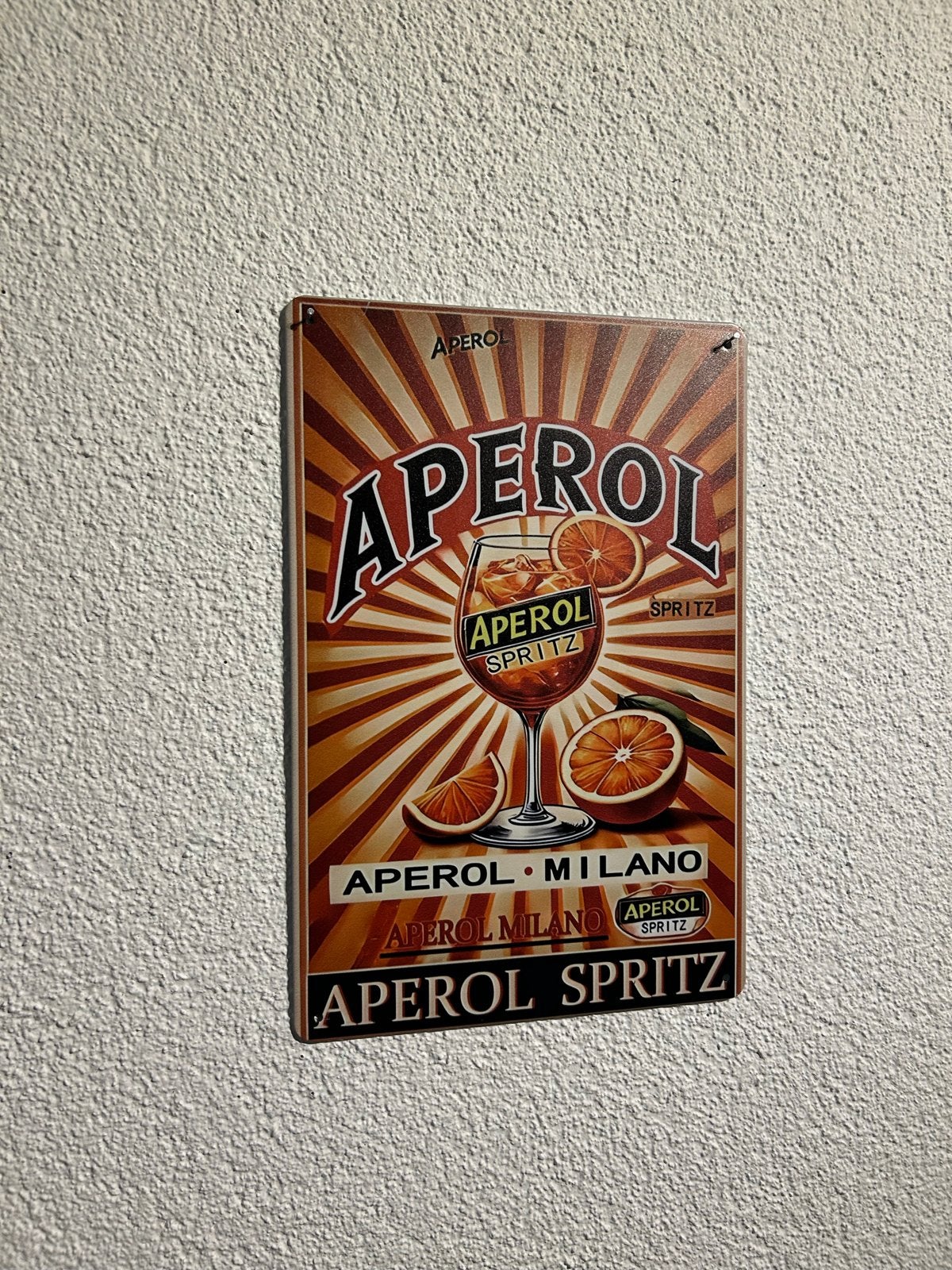 Aperol Spritz Metalen Bord 20x30 cm, Ophalen of Verzenden, Nieuw, Oranje, Metaal