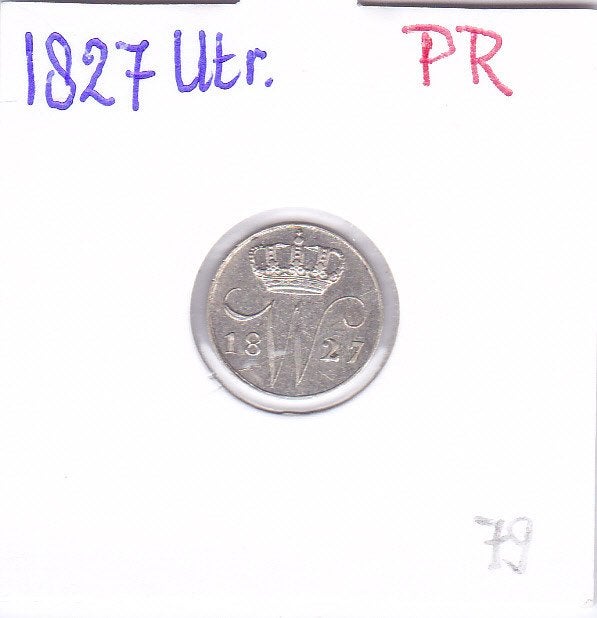 Prachtige 5 cent 1827 Utr Willem 1 voor 79 euro, Zilver, Ophalen of Verzenden, Koning Willem I, Losse munt