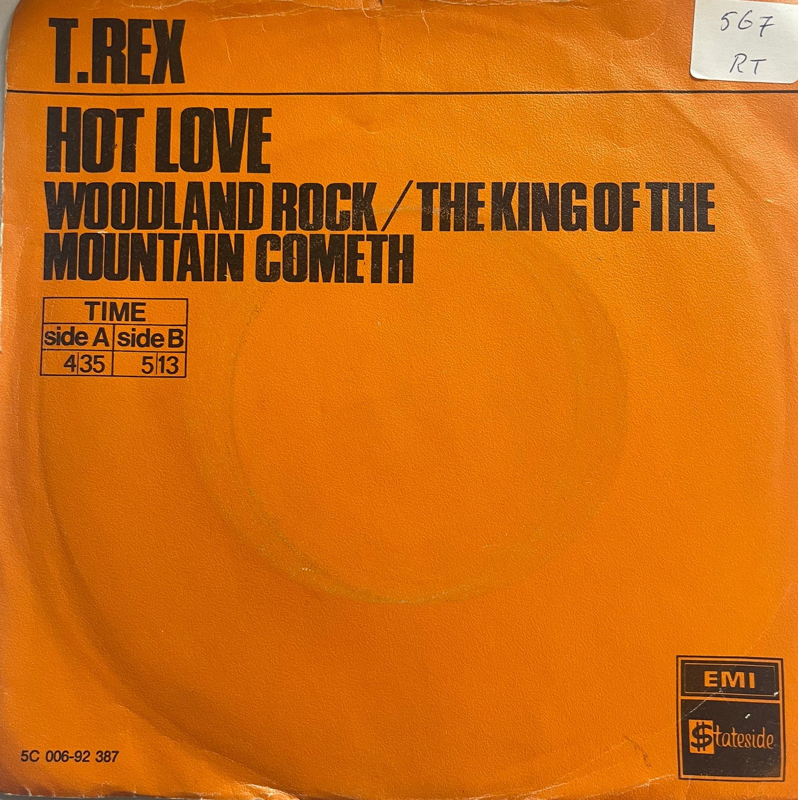 T.Rex - EP - Hot love / Woodland Rock / The king of the, Cd's en Dvd's, Vinyl Singles, Ophalen of Verzenden, EP