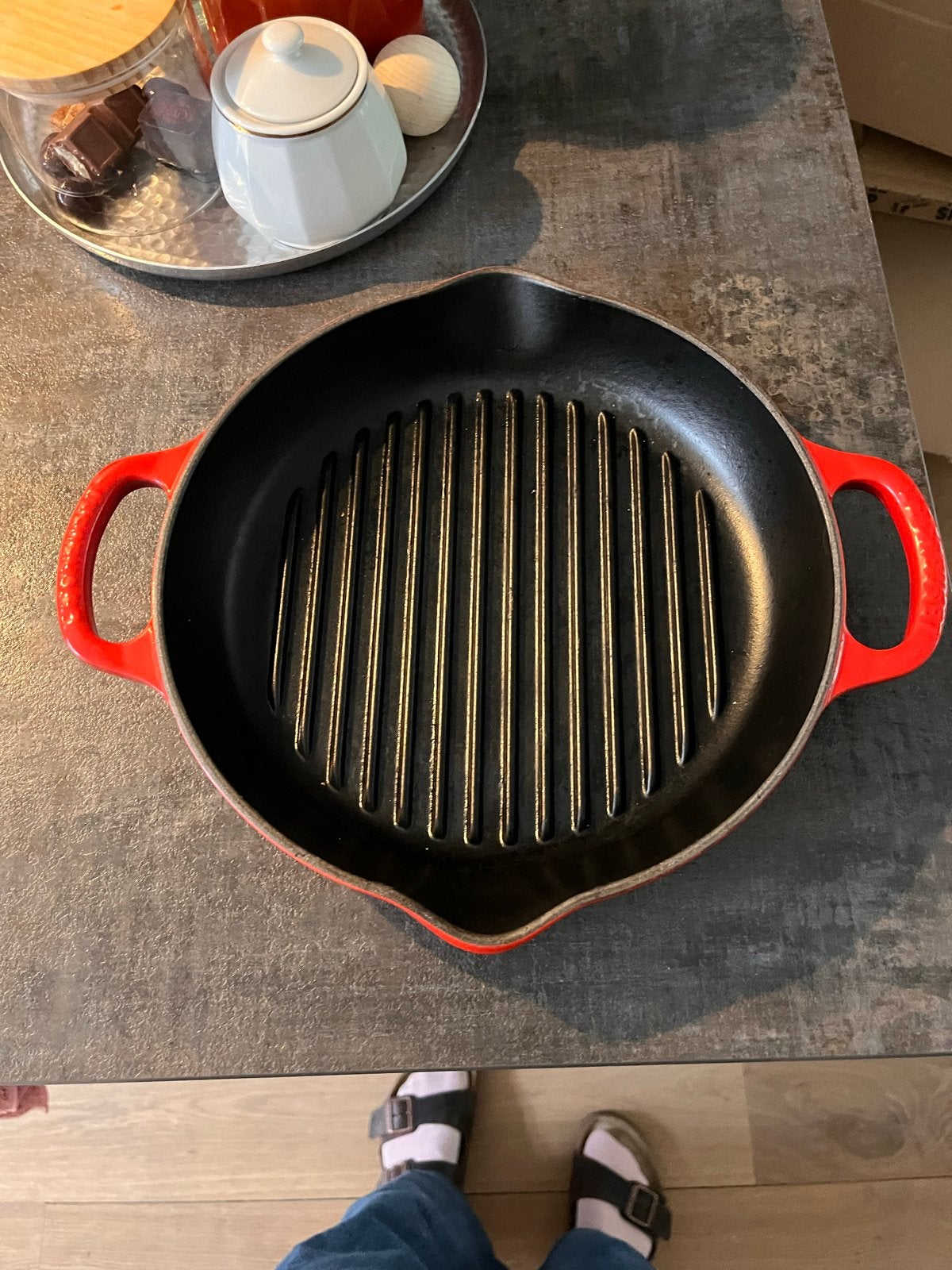 Le Creuset grillpan 25 cm - rood gietijzer, Metaal, Rood, Le Creuset, Ophalen
