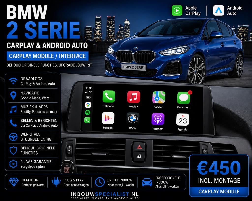 BMW 2 Serie CarPlay Android Auto Interface | Inbouw, Ophalen, Nieuw