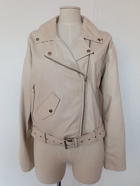 Prachtig creme kleur leren jasje van Ibana maat 40, Maat 38/40 (M), Wit, Nieuw, Ophalen of Verzenden