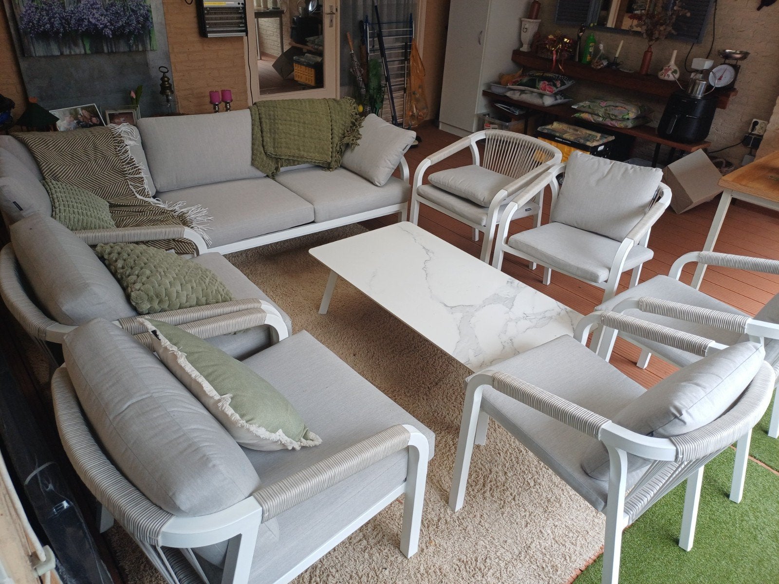 Zo goed als nieuwe tuinset, 1 jaar oud, altijd onder veranda, Tuin en Terras, Tuinsets en Loungesets, Bank, Meer dan 8 zitplaatsen