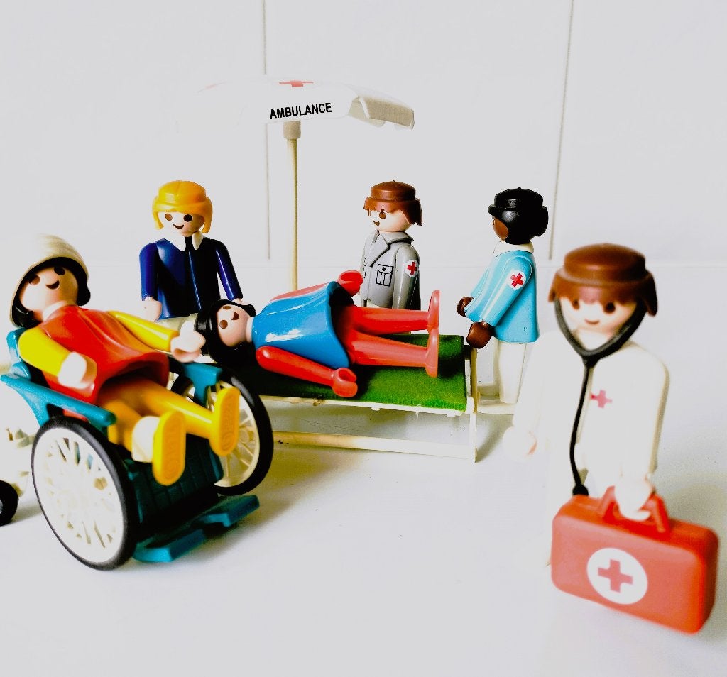 Vintage Playmobiel Rode Kruis + Rolstoel, Ophalen of Verzenden, Gebruikt