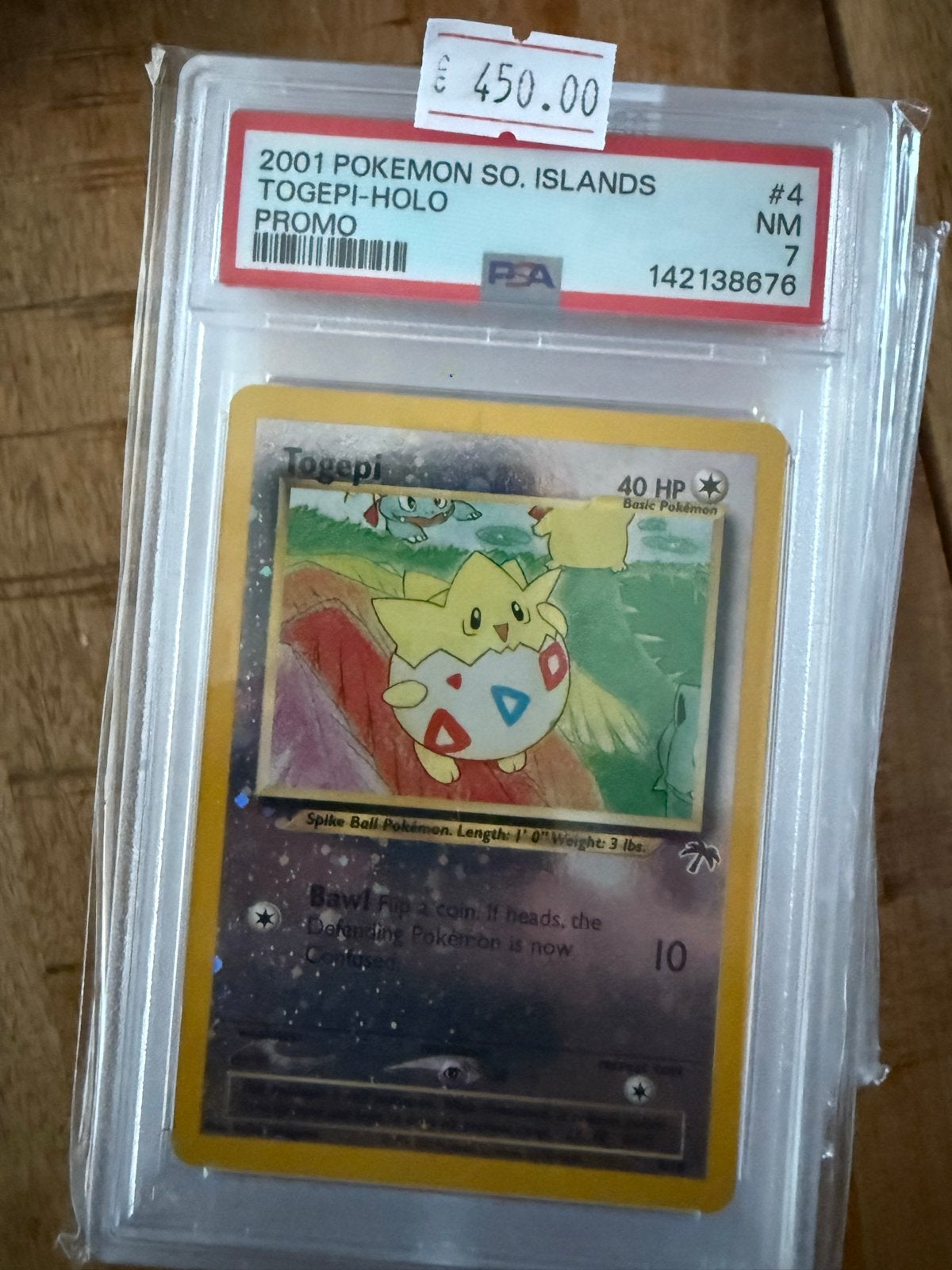 2001 Pokémon Southern Islands Togepi Holo PSA 7, Ophalen of Verzenden, Zo goed als nieuw, Losse kaart, Foil
