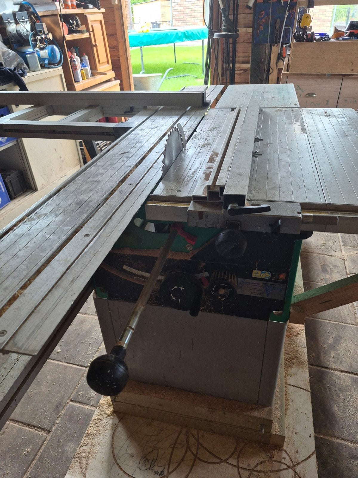 Zaagtafel 230V met roltafel - Zaaghoogte 8 cm, Ophalen, Gebruikt, Cirkelzaag, 70 mm of meer