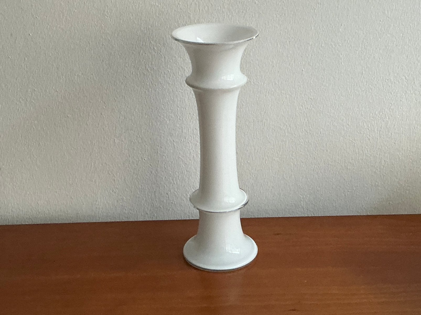 Holmegaard, DK: opaline 'MB' vaas 26,4 cm Michael Bang 1982, Ophalen of Verzenden, Glas