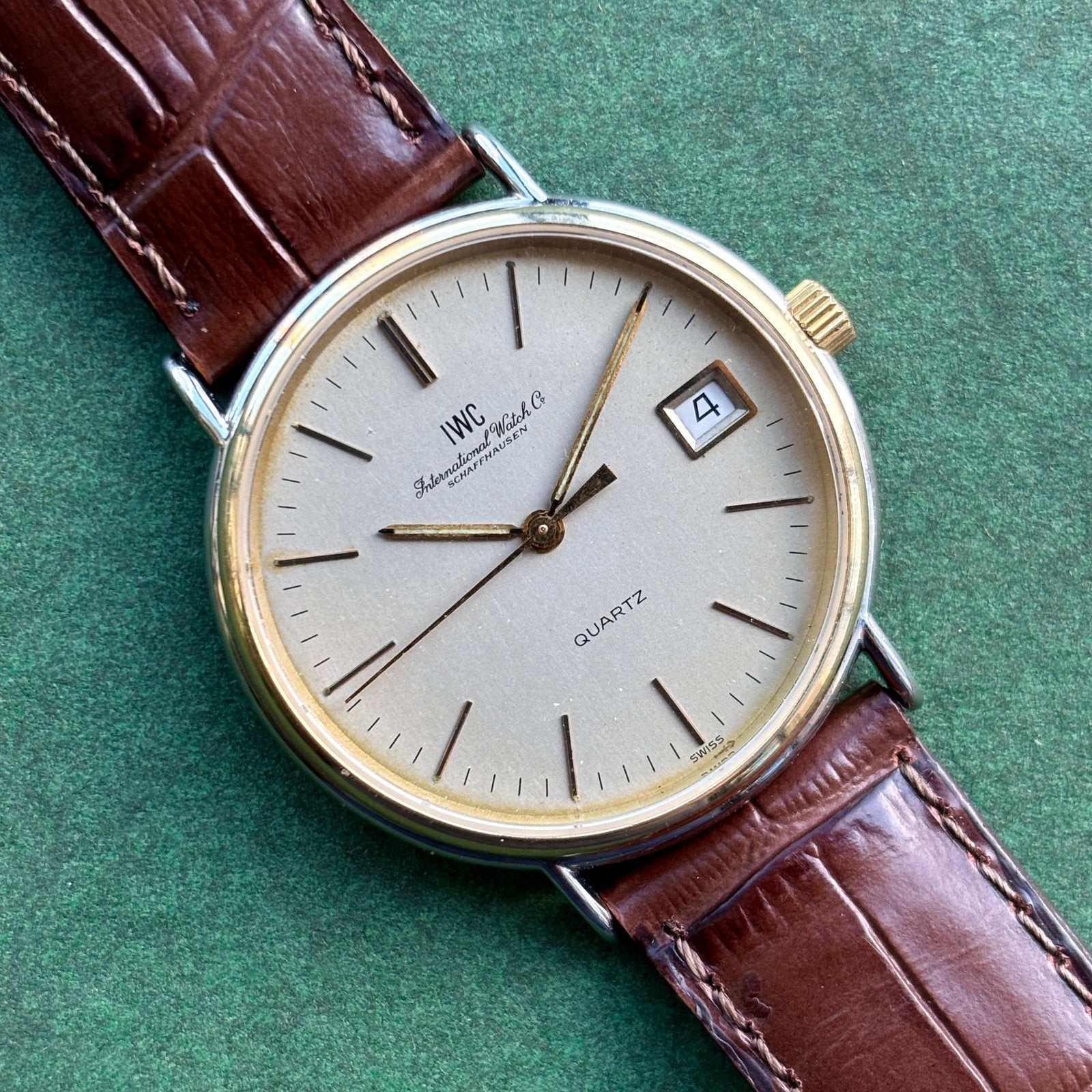 IWC Portofino goud staal neo vintage horloge quartz loopwerk, Polshorloge, Goud, Ophalen, Overige merken