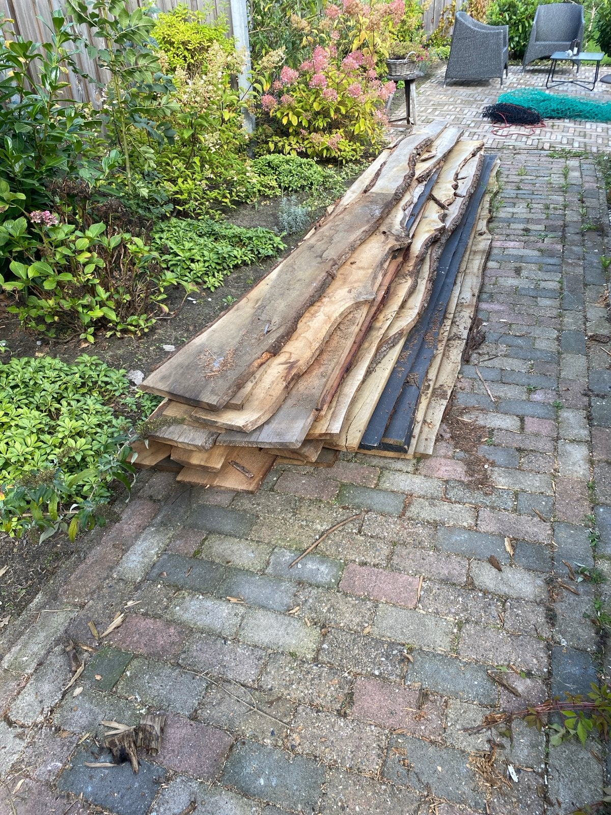 Eiken planken, onbehandeld, diverse lengtes, Doe-het-zelf en Verbouw, Ophalen, Gebruikt, 25 tot 50 mm, Eiken