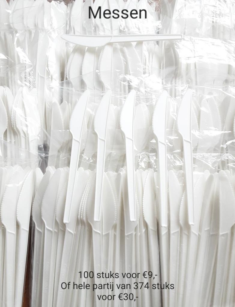 Nieuw 100 bio plastic wegwerp messen, vorken enz, Ophalen of Verzenden, Nieuw