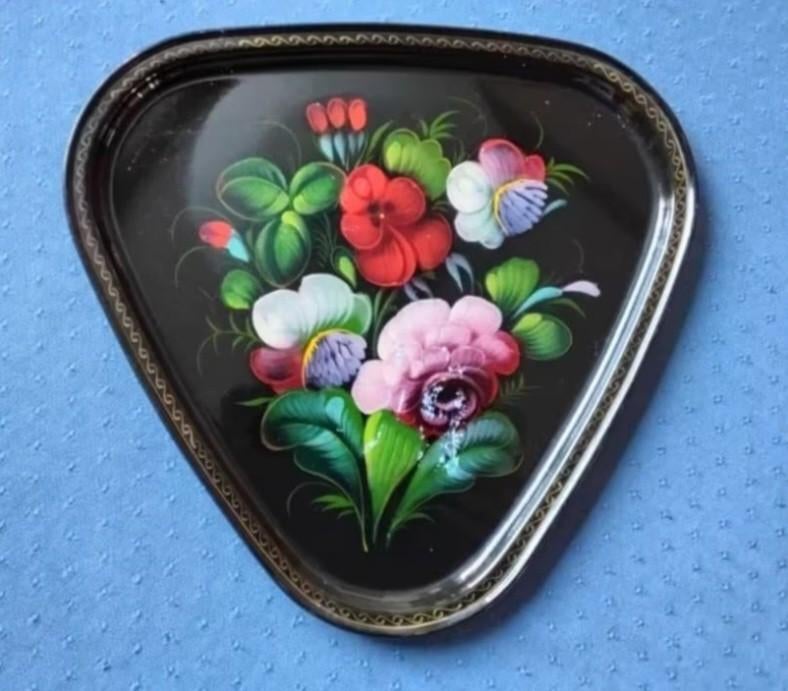 Prachtig vintage russisch metalen dienblad, Ophalen, Gebruikt, Overige vormen, Metaal