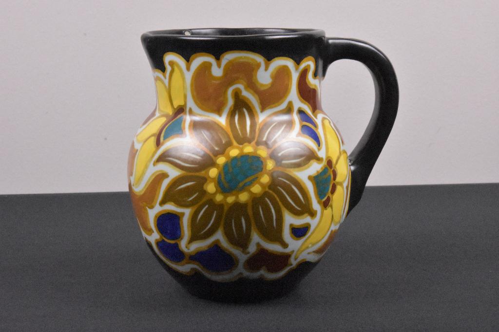 Antieke Gouds Matplateel Kan Iris Gouda – Decor Sonja – 18cm, Ophalen of Verzenden