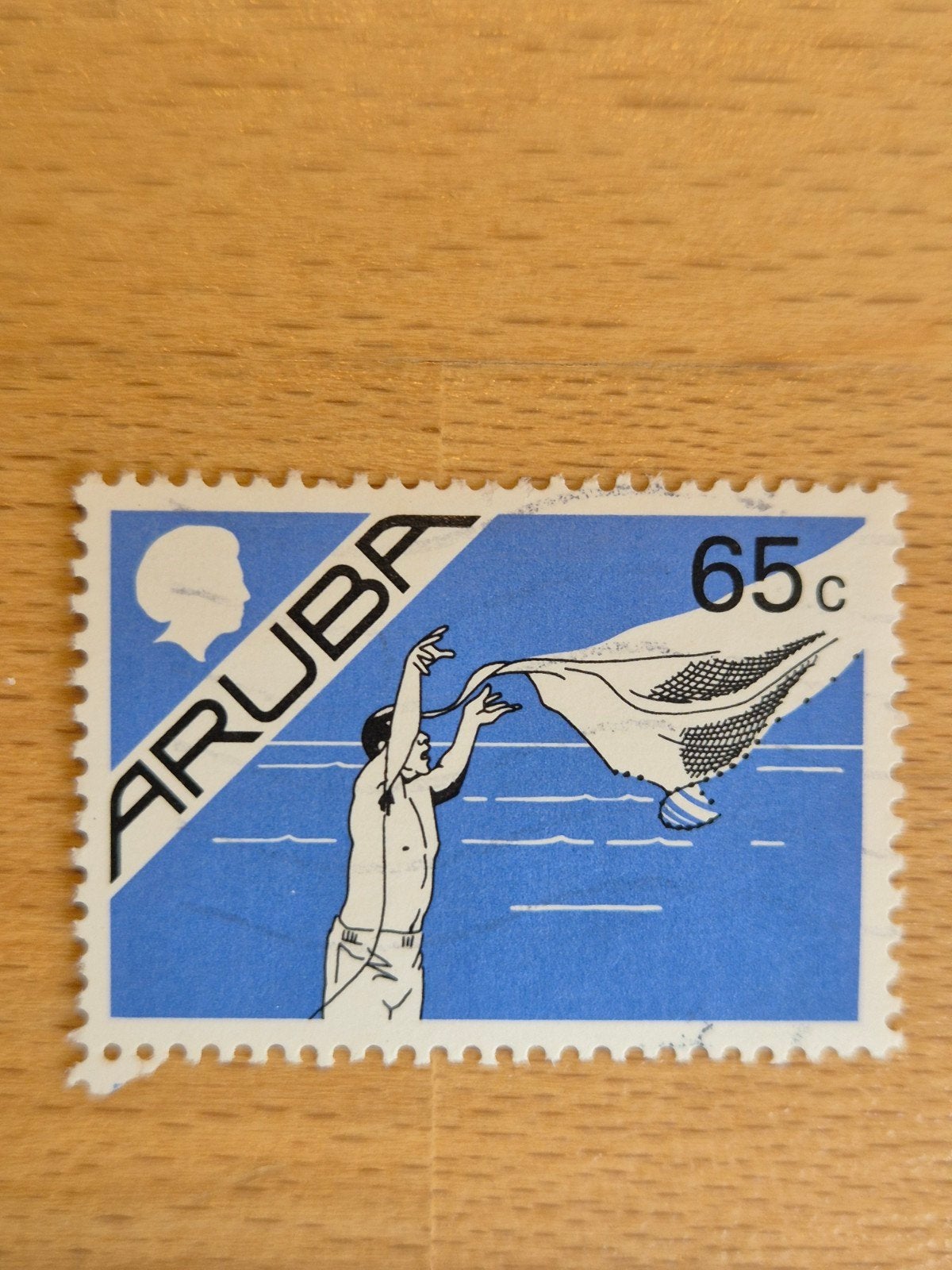 Aruba 1986 visser, Ophalen of Verzenden, Gestempeld