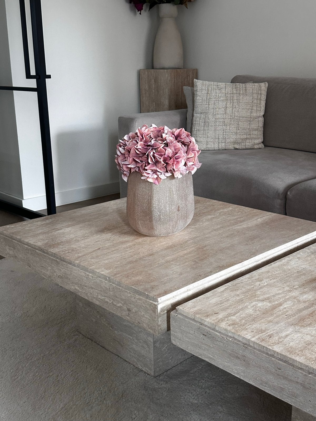 Stijlvolle Travertin Salontafel, Ophalen, Overige materialen, 100 tot 150 cm, Nieuw
