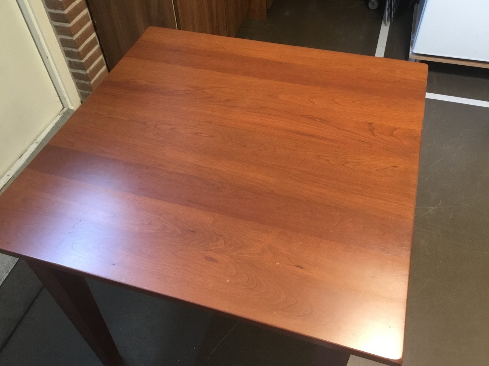 Kersenhouten eettafel 90x90 cm, hoogte 76 cm, Ophalen, Gebruikt, Vierkant, 50 tot 100 cm