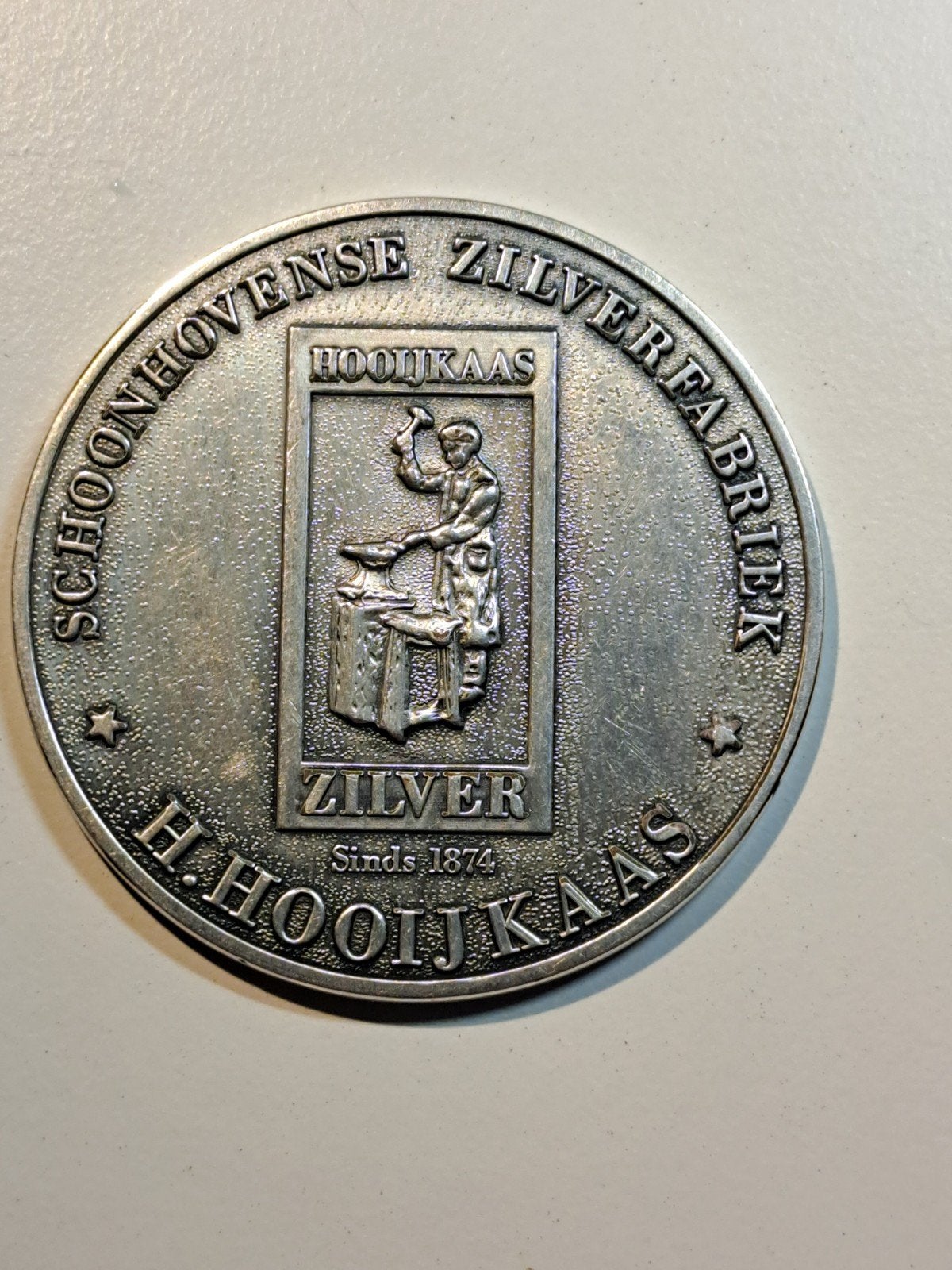 Zilveren Herdenkingsmunt Schoonhovense Zilverfabriek, Antiek en Kunst, Ophalen of Verzenden