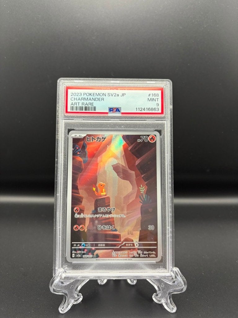 Charmander #168 Pokémon 151 — PSA 9, Ophalen of Verzenden, Zo goed als nieuw, Losse kaart, Foil