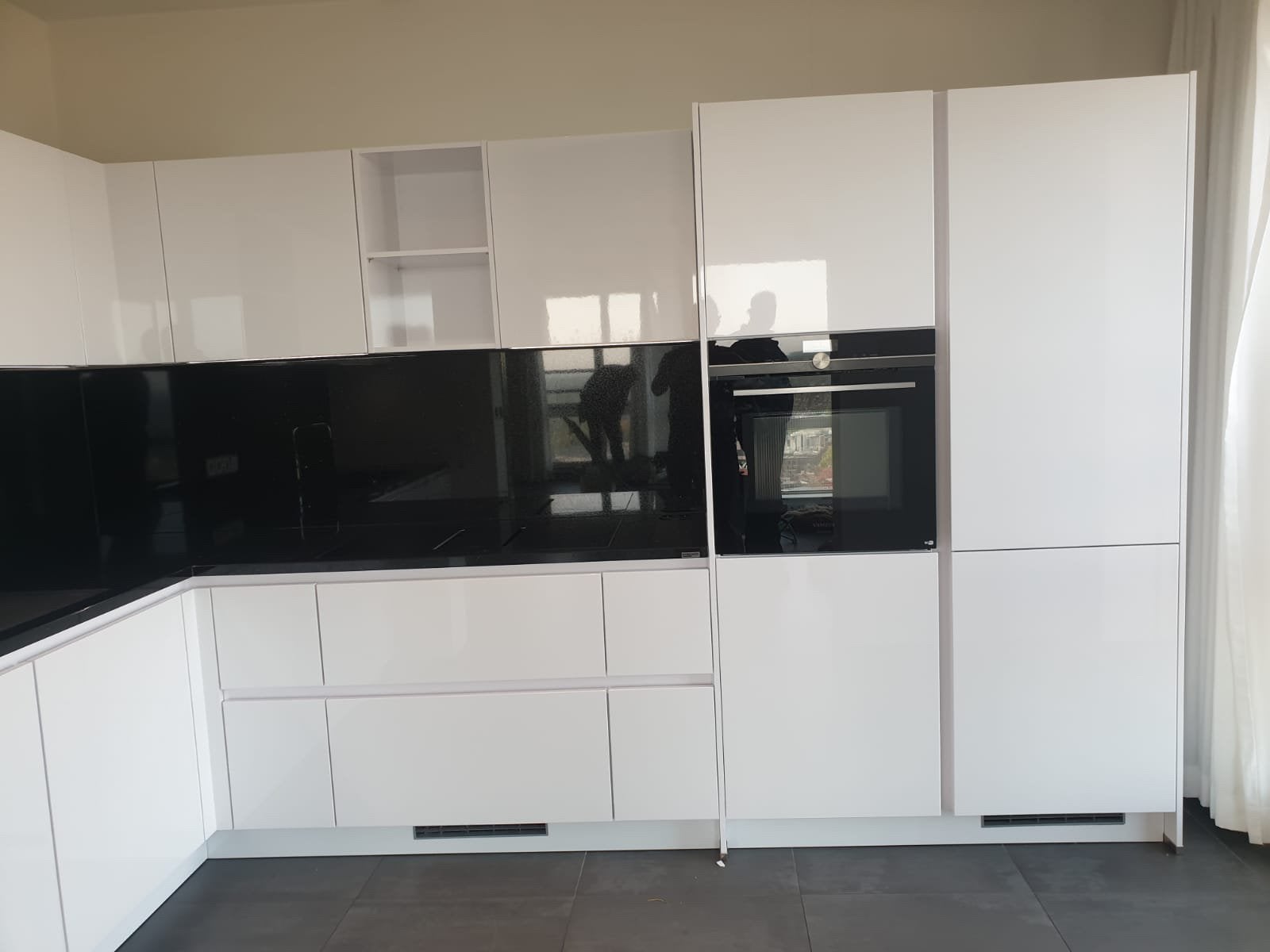 L-keuken hoogglans, Ophalen of Verzenden, Zo goed als nieuw, Wit, Enkelwandige keuken