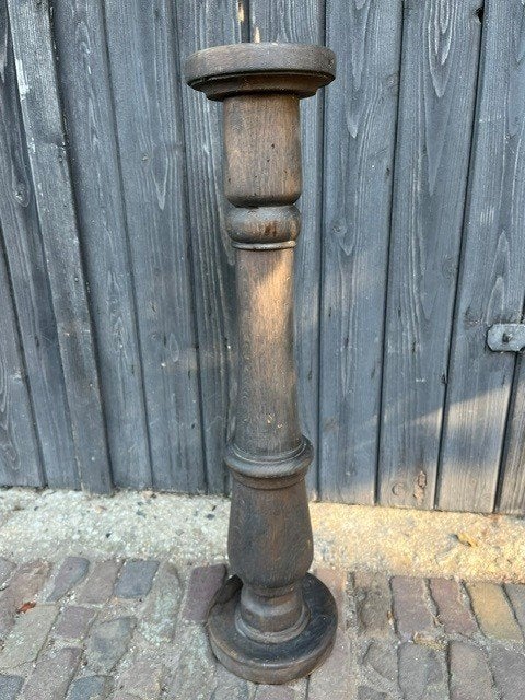 Kaars standaard robuust massief hout, Huis en Inrichting, Ophalen, Gebruikt, 65 cm, Kandelaar
