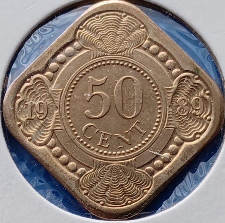 50 cent Nederlandse Antillen 1989 - Beatrix UNC, Ophalen of Verzenden, Koningin Beatrix, ½ gulden, Losse munt