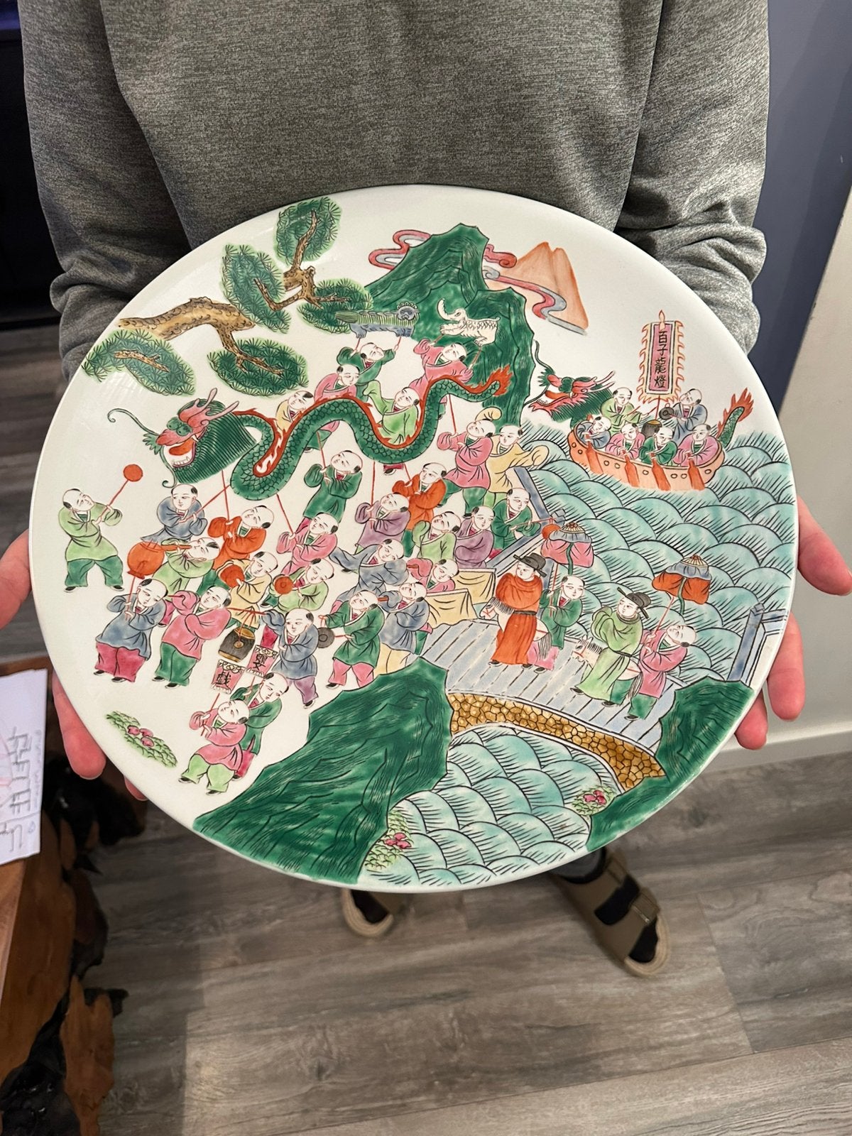 Chinese Antieke grote bord, Ophalen of Verzenden