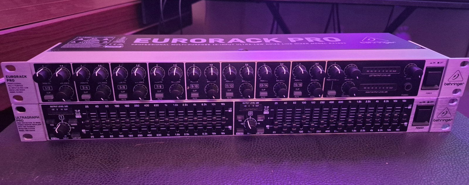 Behringer Eurorack Pro RX1602 & Ultragraph Pro FBQ1502HD, Ophalen of Verzenden, Gebruikt, 10 tot 20 kanalen