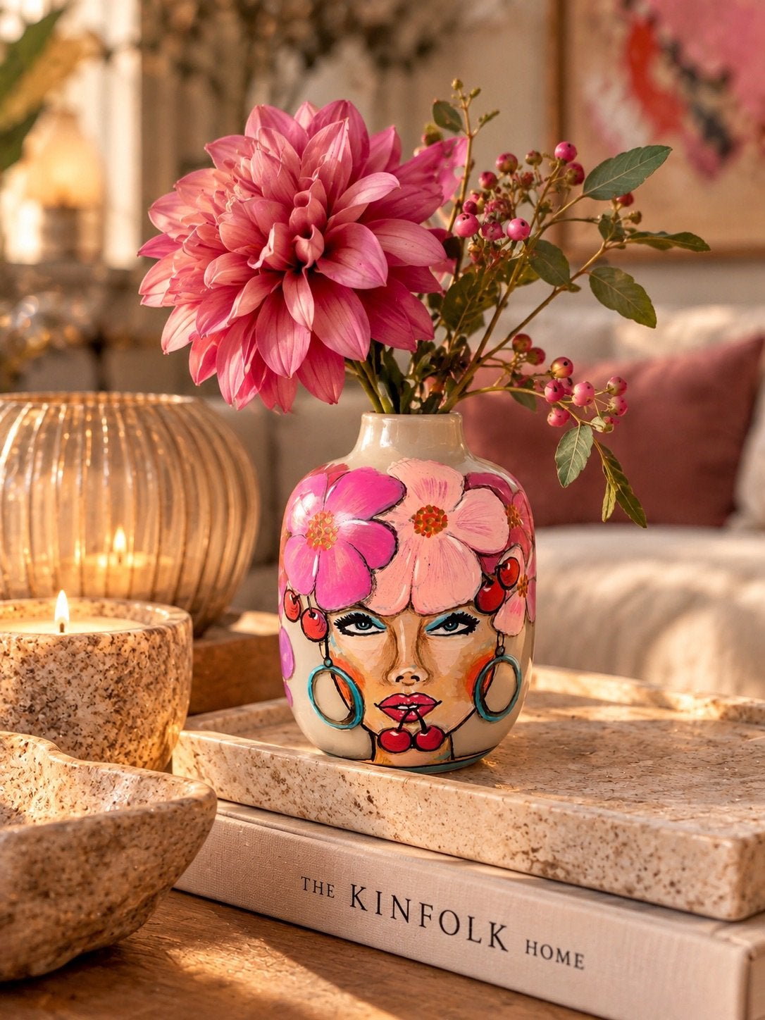 Kleurrijke vaas, Nieuw, Ophalen of Verzenden, Glas, Geschikt voor droogbloemen