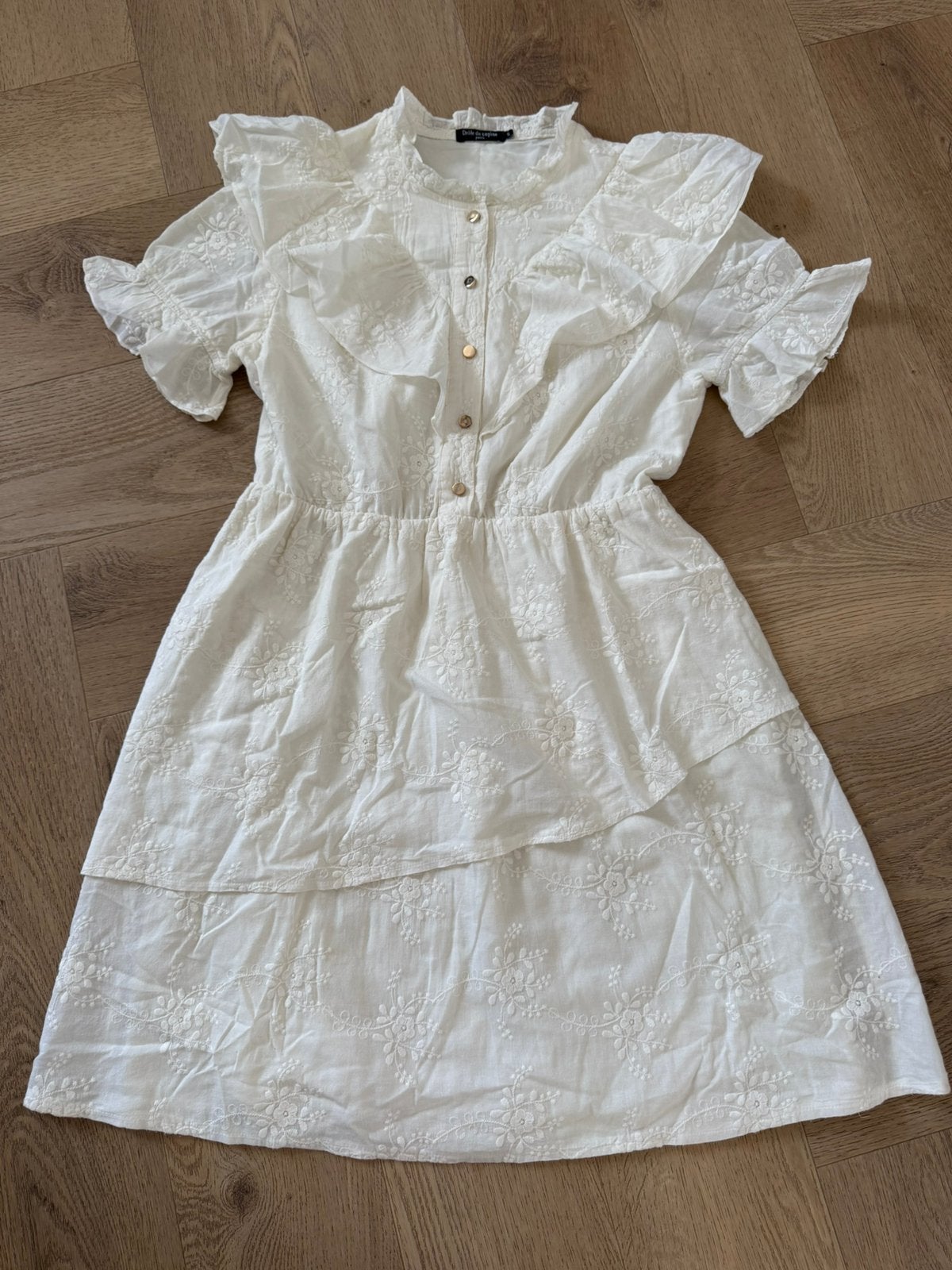 Leuke crème Drole de Copine jurk maat S!, Beige, Ophalen of Verzenden, Zo goed als nieuw, Maat 36 (S)