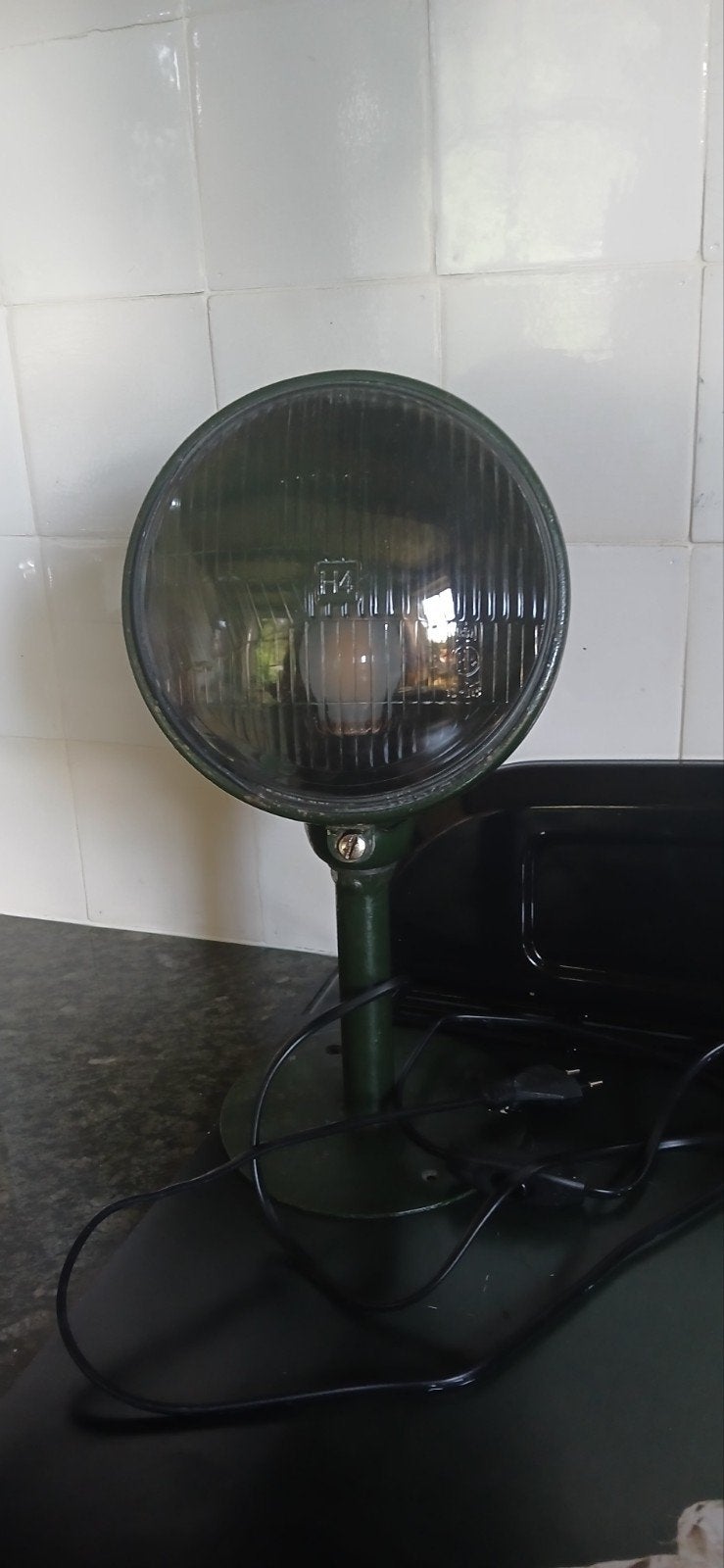 Unieke vintage Keverkop lamp - Groen, Ophalen of Verzenden