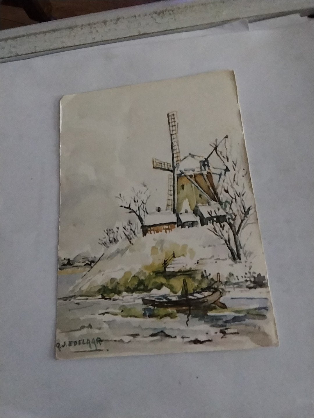 Oude Ansichtkaart Molen Winterlandschap 1964, Ophalen of Verzenden, 1940 tot 1960, Gelopen