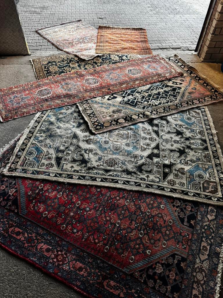 Partij vintage tapijten, lopers, perzen, Ophalen, Blauw, 200 cm of meer, 50 tot 100 cm