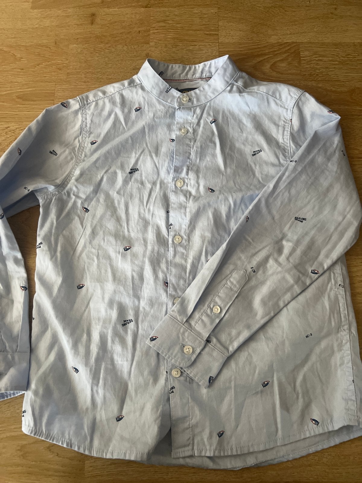 Lichtblauwe jongensblouse met bootjesprint - OVS Kids, Ophalen of Verzenden, Gebruikt, Jongen, Overhemd of Blouse
