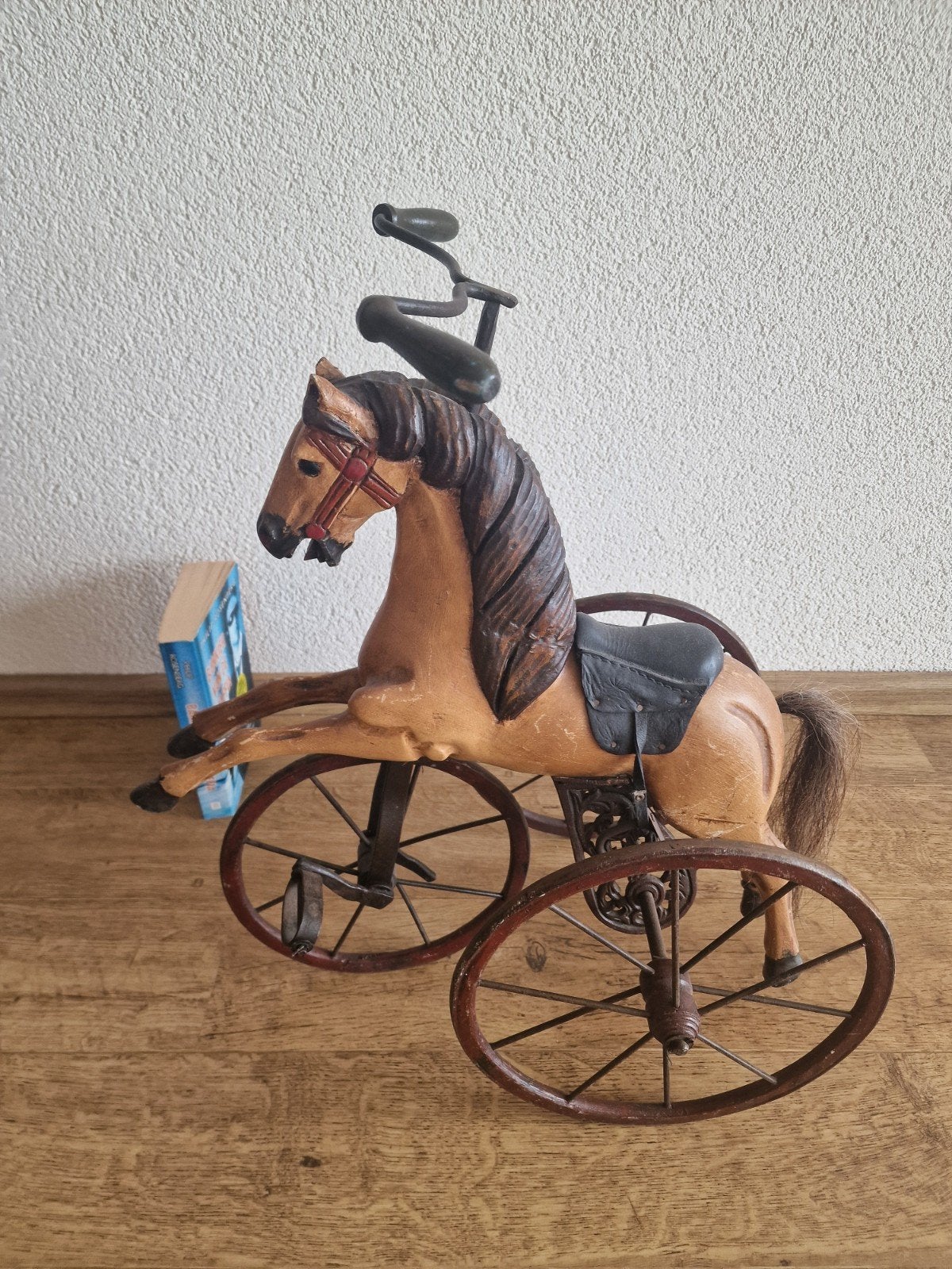Antieke houten trapauto paard, Kinderen en Baby's, Ophalen of Verzenden, Gebruikt, Trapvoertuig