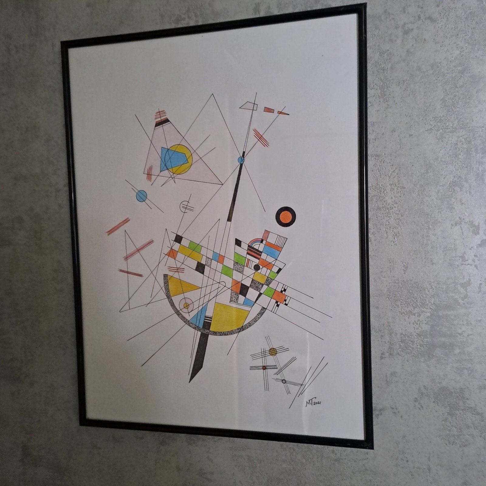 Zelfgemaakte tekening gekleurd abstract, Ophalen, Minder dan 50 cm, Zo goed als nieuw, 5 – 50