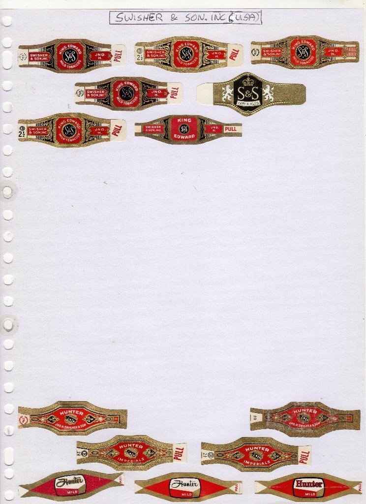 USA  bandjes  Swisher & Son . Inc., Ophalen of Verzenden, Gebruikt, Sigarenbandjes