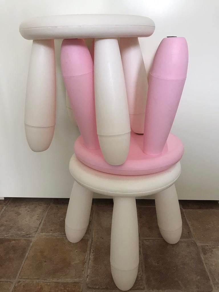Krukjes Ikea 2 wit 1 roos, Kinderen en Baby's, Kinderkamer | Tafels en Stoelen, Ophalen of Verzenden, Zo goed als nieuw, Stoel(en)