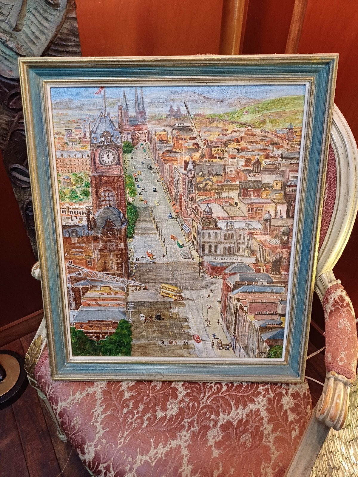 Stadsgezicht Schilderij van K.C. Dietz, 1930, Antiek en Kunst, Kunst | Schilderijen | Klassiek, Ophalen of Verzenden