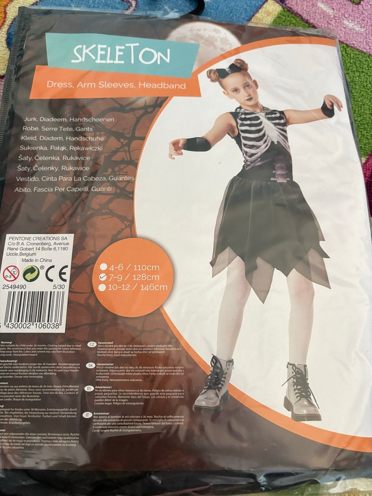 Skelettenjurk Halloween Kostuum, Ophalen, Zo goed als nieuw, 122 t/m 128, Meisje