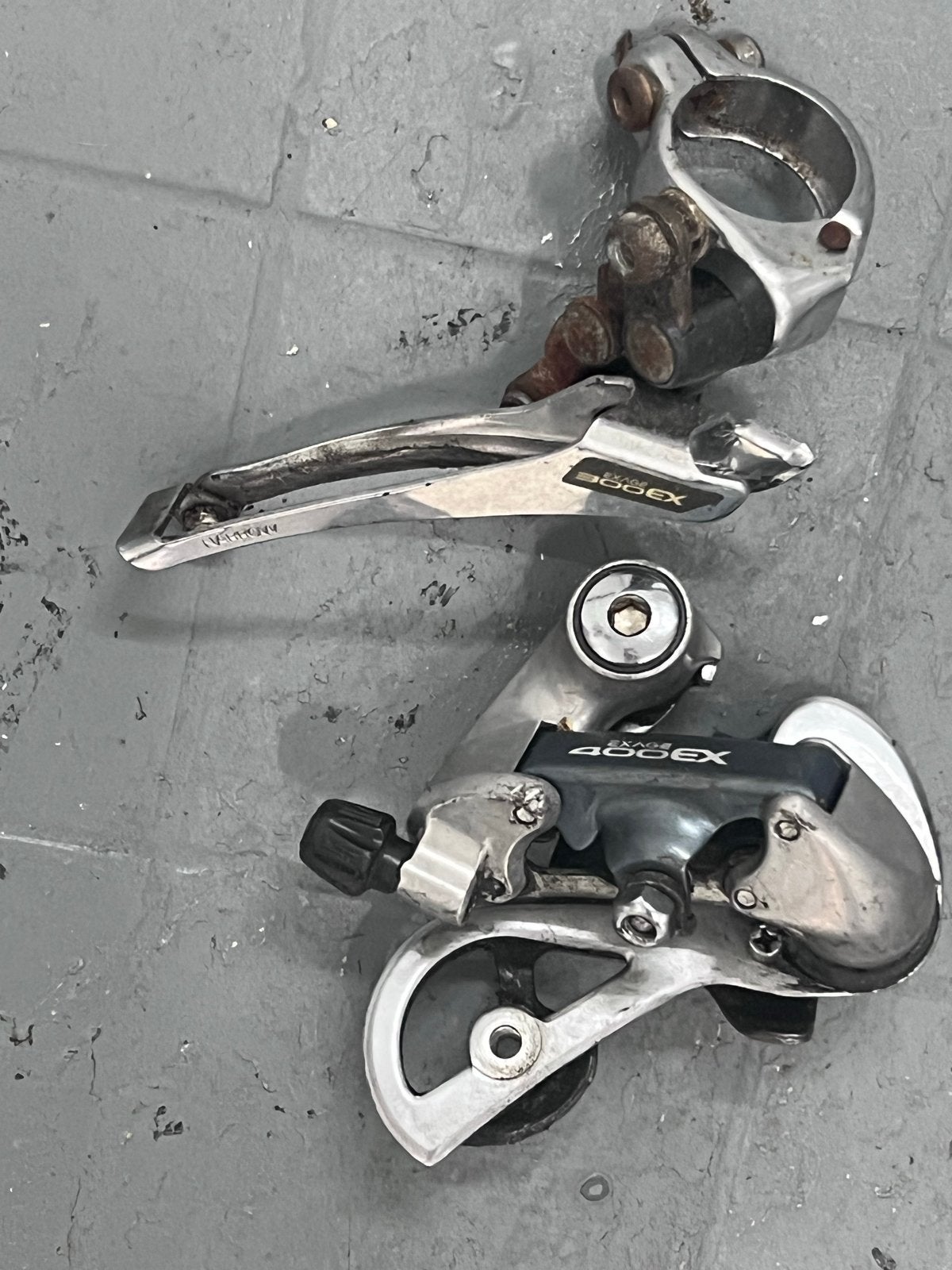 Shimano Exage 300EX Derailleur Set (Voor en Achter), Gebruikt, Ophalen of Verzenden, Derailleur of Ketting, Aluminium