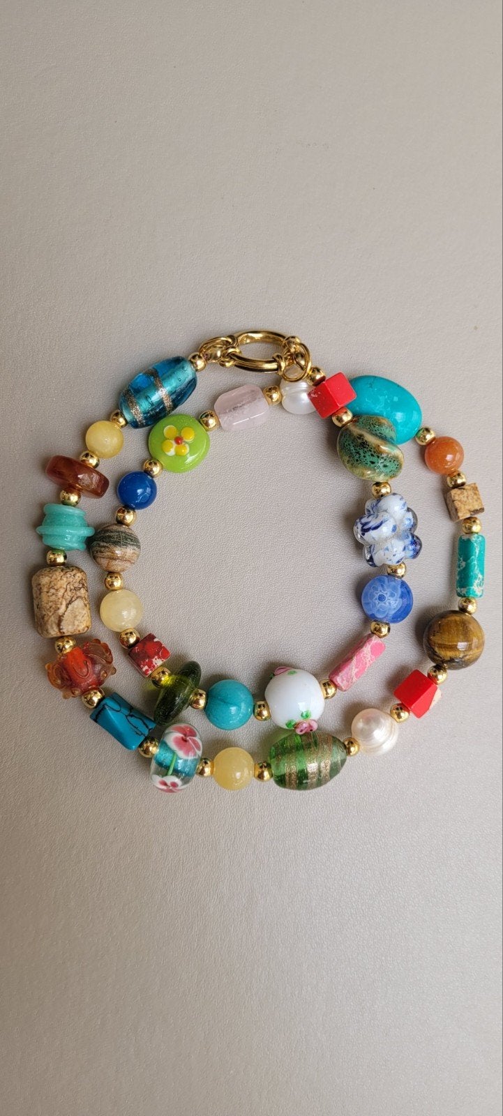 fleurige ketting, Overige materialen, Ophalen of Verzenden, Zo goed als nieuw, Met edelsteen