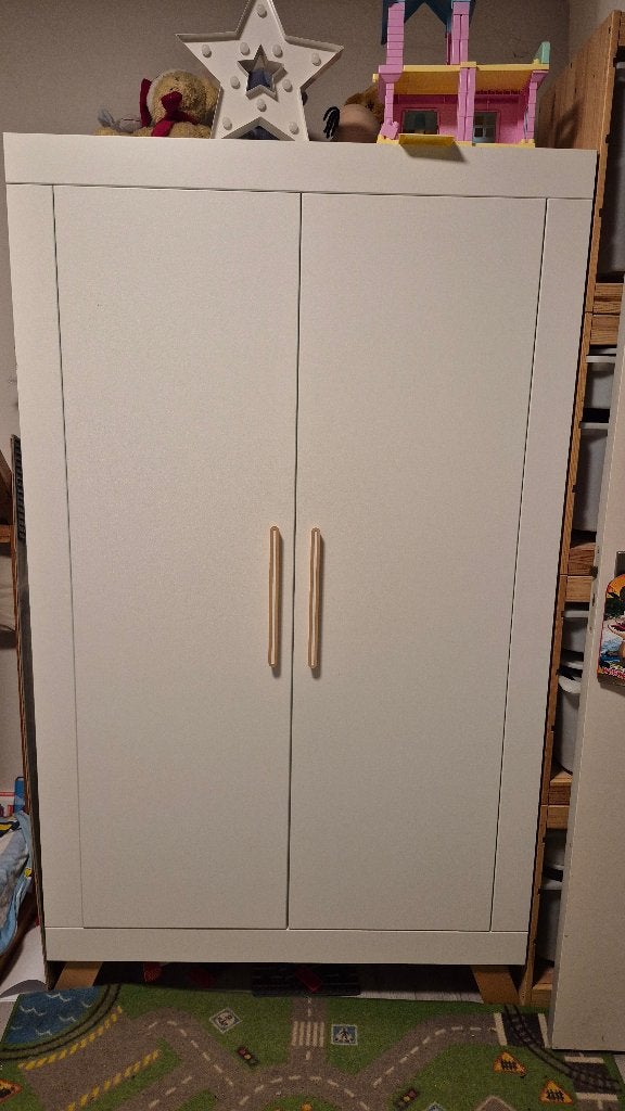 Bopita 2-deurskast Lisa Wit/Naturel, Ophalen, Kast, 50 tot 70 cm, 105 cm of meer
