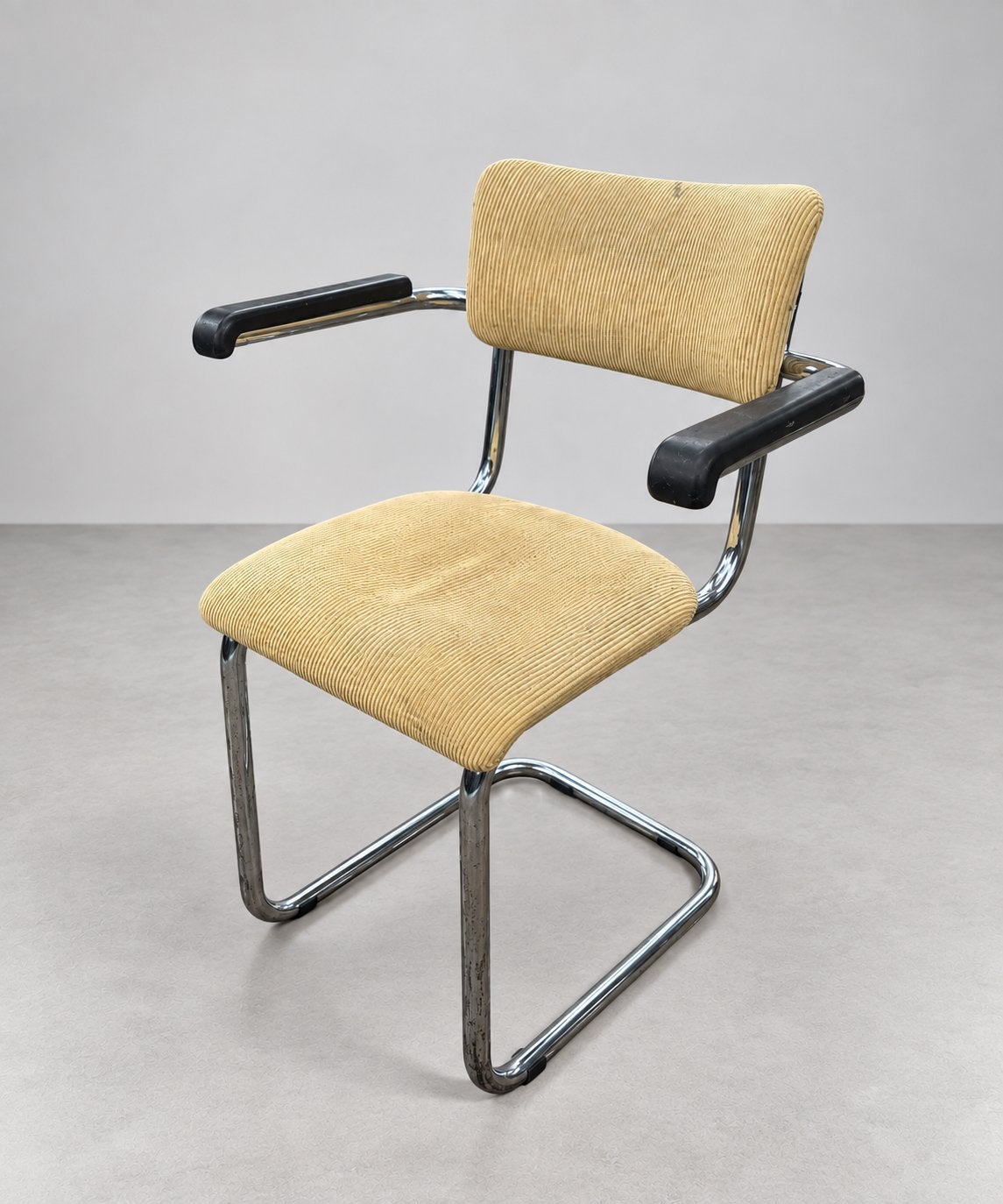 Vintage Schürgers SC 02 buisframe stoel ribstof, Huis en Inrichting, Ophalen, Gebruikt, Overige kleuren, Metaal