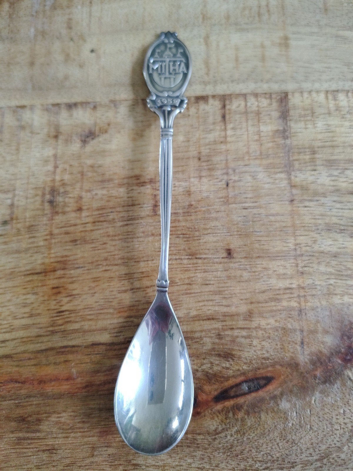 Vintage  Verzilverde Herinneringslepel MIHA 1952, Ophalen of Verzenden