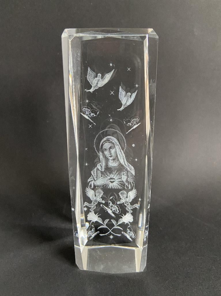 3D laser Geëtst Kristal Glas Maria 15 cm roterende Display, Ophalen of Verzenden, Gebruikt, Beeld(je)