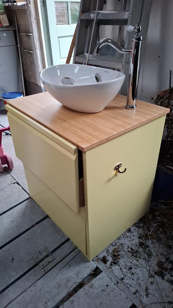 Wastafelmeubel met waskom, Ophalen, Overige typen, 50 tot 100 cm, Zo goed als nieuw