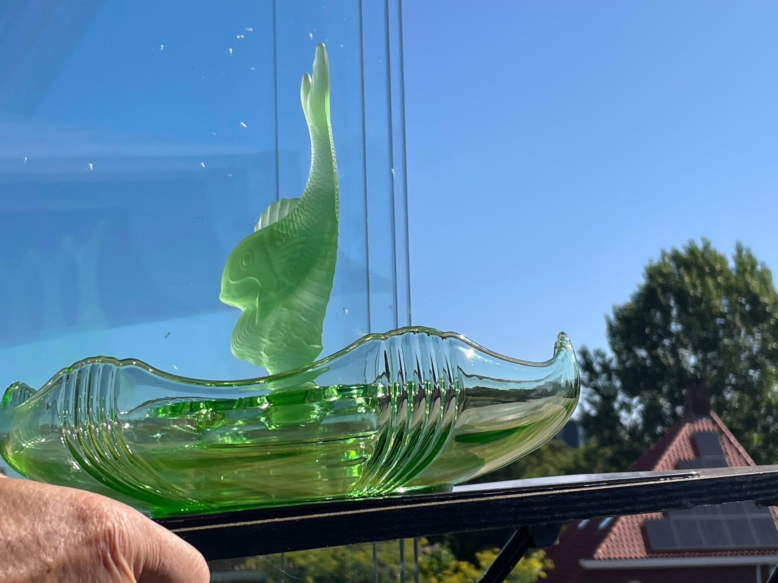 Poisson Volant Art Deco schaal uranium, Antiek en Kunst, Ophalen